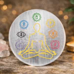 Round 7 Chakra Selenite Charging Plate Spiritual Healing Too